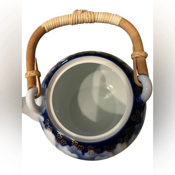 Fukagawa Seiji Peony Gold Mill Cobalt Blue Set Teapot  And 3 Tea Cups & … - Picture 7 of 15